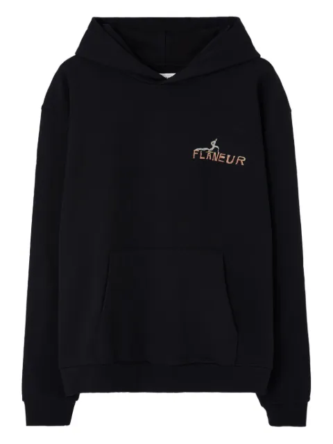 FLÂNEUR embroidered-graphic hoodie Black F15007BLACK