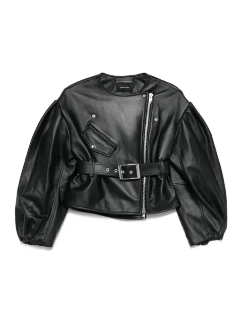 Simone Rocha belted puff-sleeve leather jacket Black 61310457STRUCTUREDLEATHERBLACK