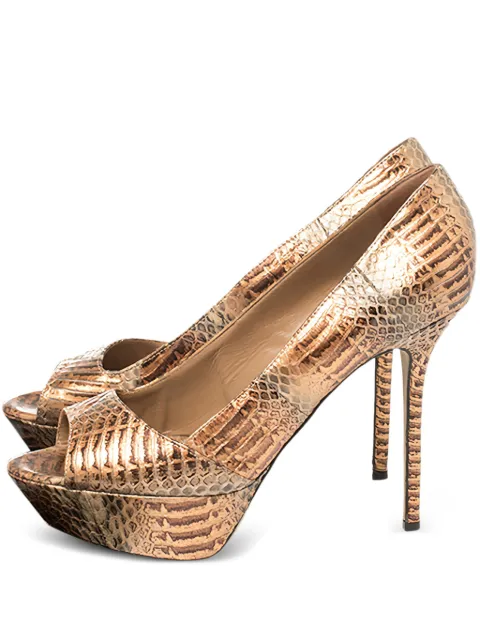 Sergio Rossi Vintage 125mm snakeskin platform pumps Brown 402910