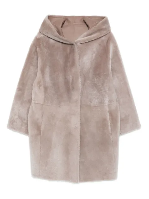Manzoni 24 hooded lamb shearling coat Neutrals 25M1214RS21