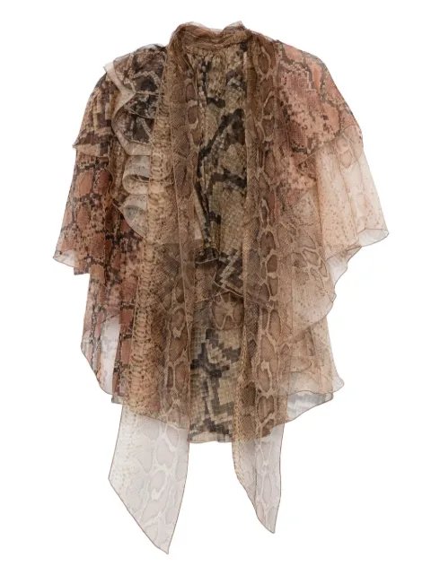ZIMMERMANN ruffled snakeskin-print blouse Brown 5238TF252SPSK