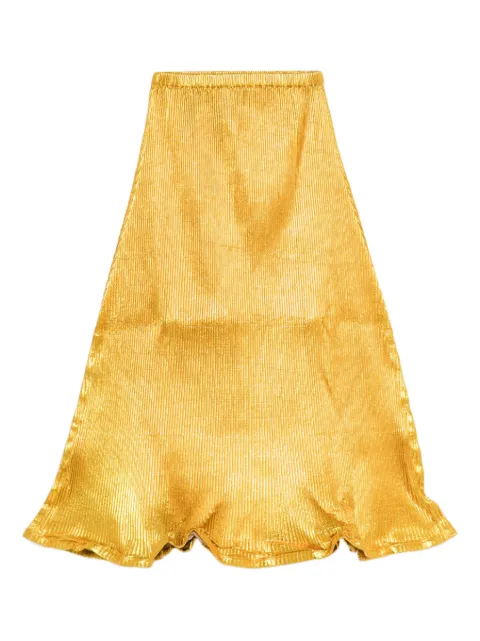 Melitta Baumeister metallic pleated midi skirt Yellow MB60GLD