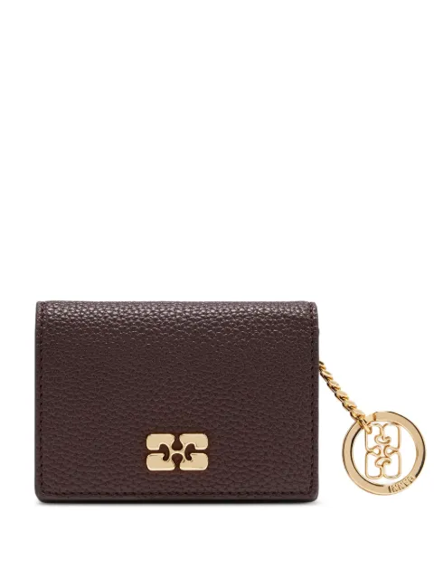 GANNI card holder with flap in grained brown Brown A7279