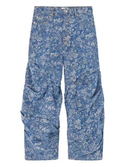 GANNI floral-print gathered jeans Blue J1900
