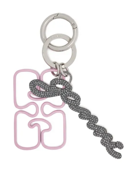 GANNI logo-plaque keyring Silver A7062