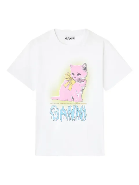 GANNI Kitty cat-bow T-shirt White T4339