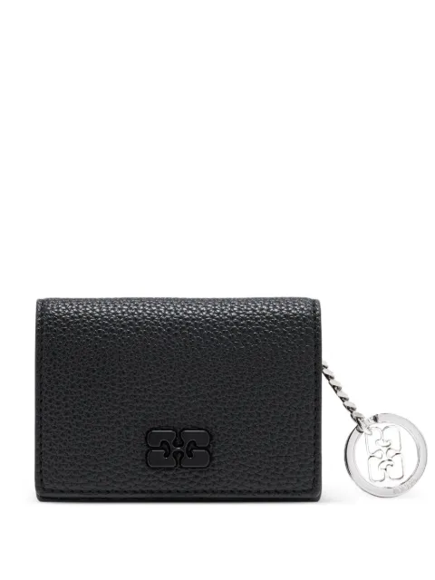 GANNI car holder with flap in grained black Black A7278