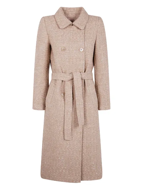 TWINSET sequin-embellished belted coat Brown 252TP2140