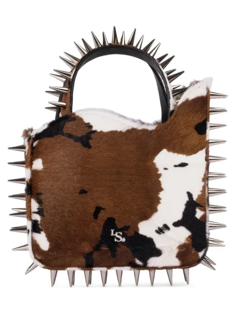 Le Silla small Ivy cowhide spike-embellished tote bag Brown 9913ABAGXXXXPLL