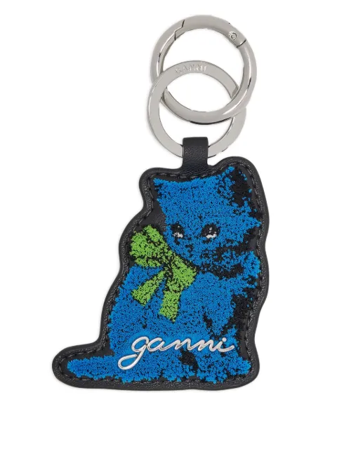 GANNI cat-shaped keyring Blue A7058