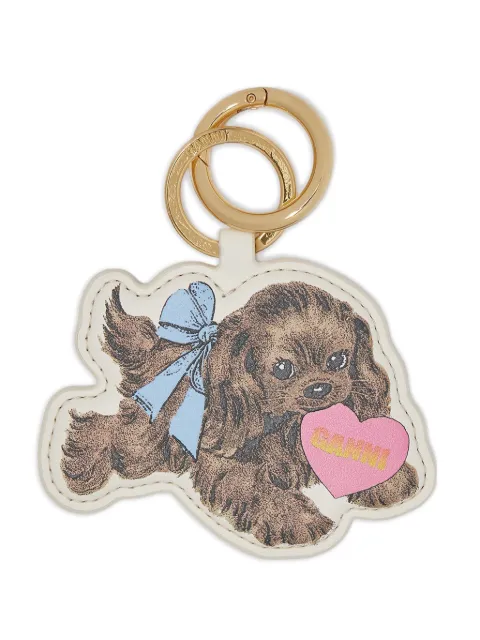 GANNI brown puppy keyring Gold A7061