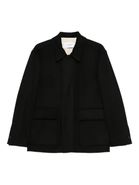 Lardini patch-pocket collared coat Black AACULKINCN65602