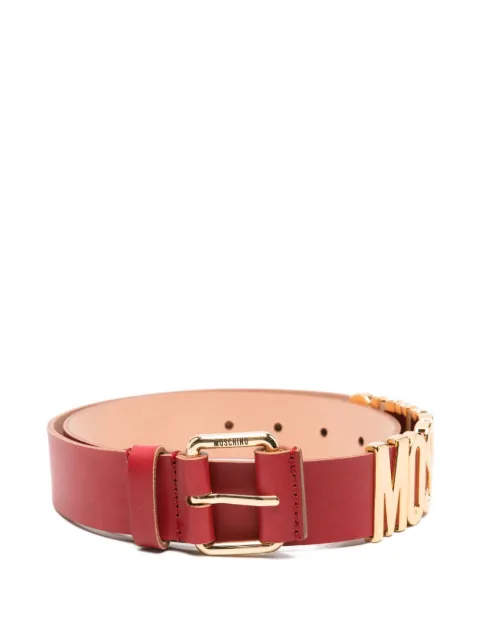 Moschino logo-plaque leather belt Red MC6024PP1N0D