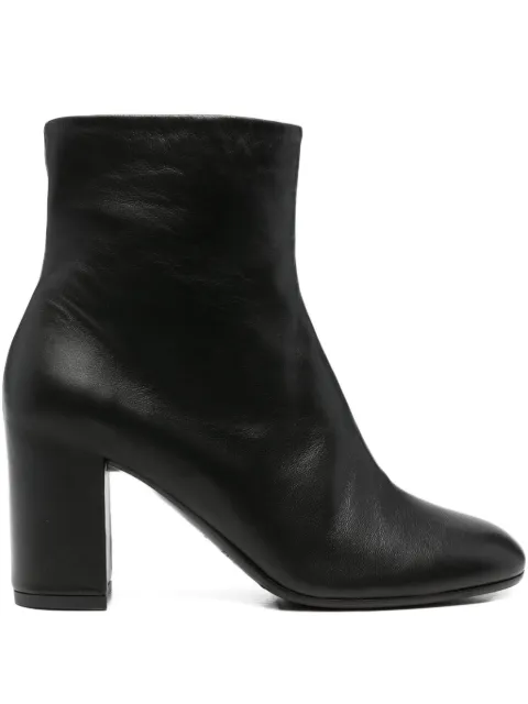 Del Carlo 80mm block-heel leather boots Black 12023BLACK