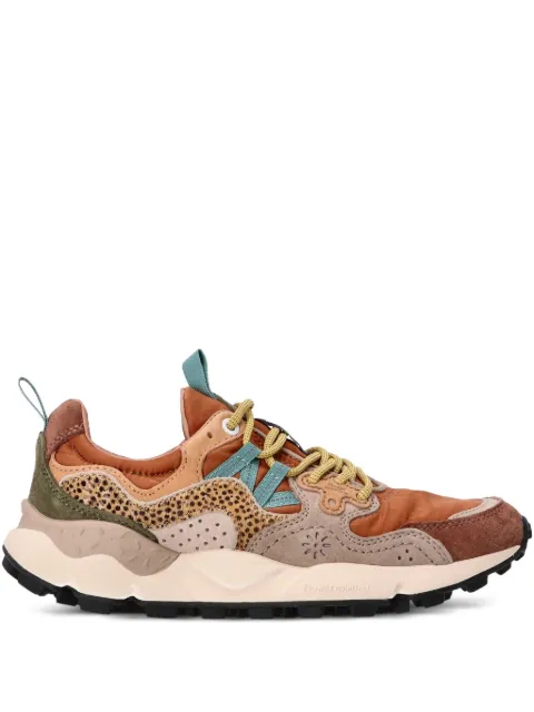 FLOWER MOUNTAIN Yamano 3 leather panelled sneakers Orange 201781856