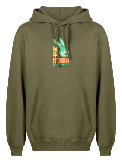 Maharishi rabbit-print cotton hoodie Green 8009
