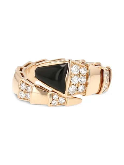 Bvlgari Pre-Owned 18K rose gold Serpenti Viper diamond and onyx ring Pink 419950