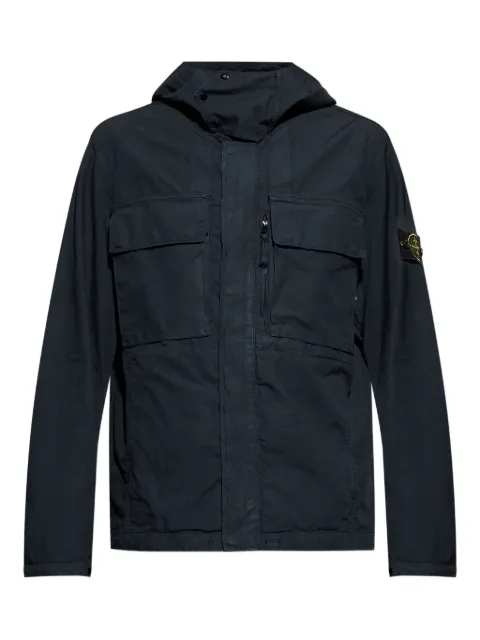 Stone Island hooded patch-pocket jacket Blue K2S15Q100012S0240