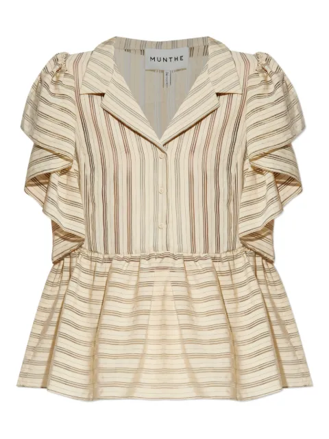 MUNTHE Ludive striped ruffled blouse Neutrals 253102325332