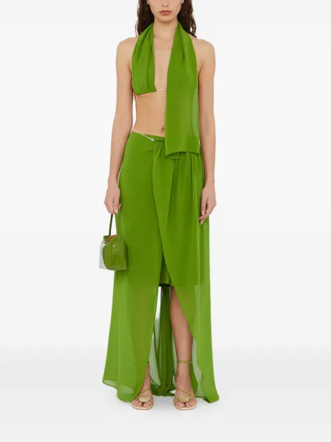 Christopher Esber chain-detail asymmetric sarong skirt Green 25024486CACTUS