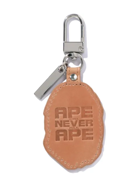 A BATHING APE® Ape Head leather keyring Silver 001GDL801002M