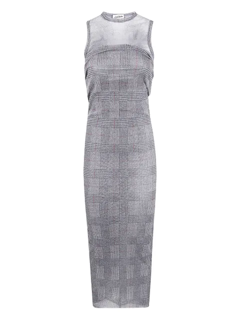 Jean Paul Gaultier mesh-panelled check maxi dress Grey 2504WDR061M007P