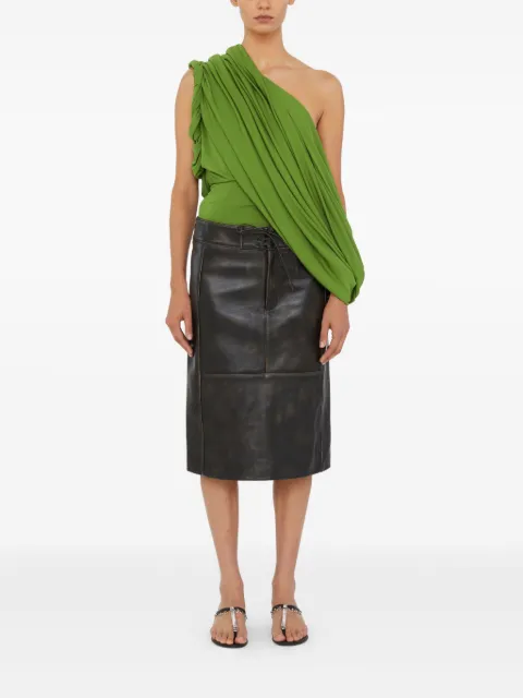 Christopher Esber Eddie burnished leather panelled midi skirt Black 25024573BLACK