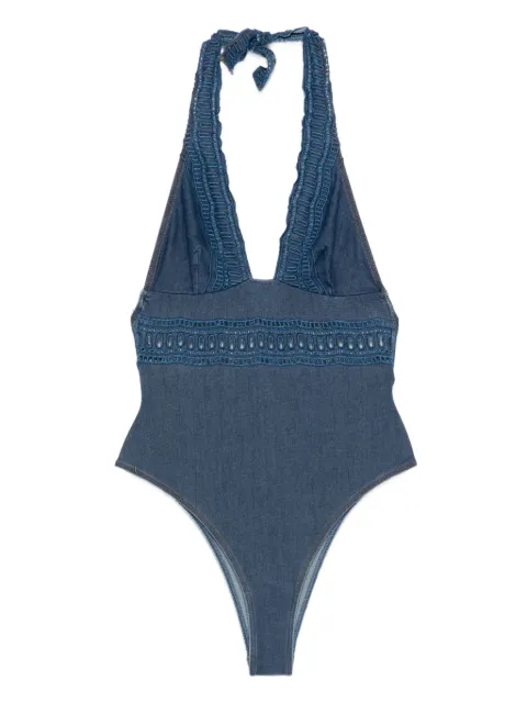 Ermanno Scervino crochet-lace halter swimsuit Blue D464Y319DXZ