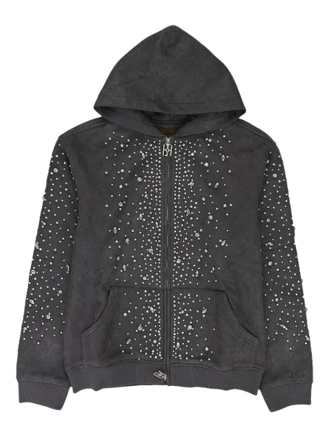 BIRTH OF ROYAL CHILD pearl-embellished zip-up hoodie Grey BC25SSHA04