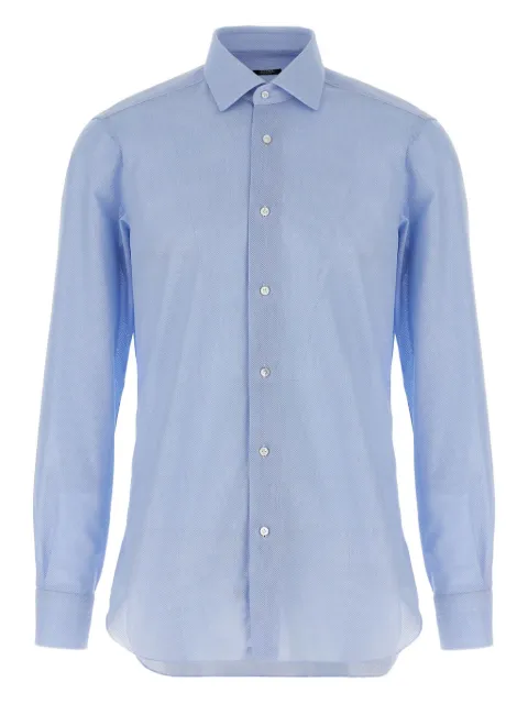 Barba honeycomb-pattern cotton shirt Blue I1U12P0150023U0003