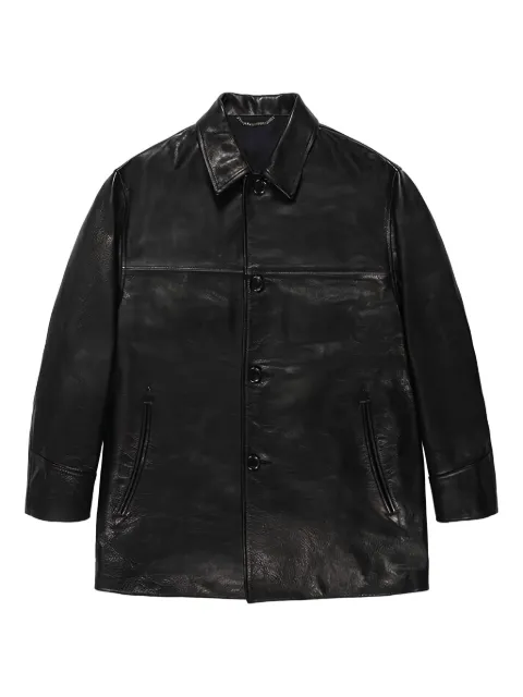 WACKO MARIA button-fastening leather jacket Black 24SSWMOCO02