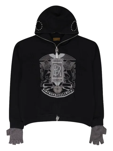 BIRTH OF ROYAL CHILD Royce embellished zip-up hoodie Black BC25SSHA08