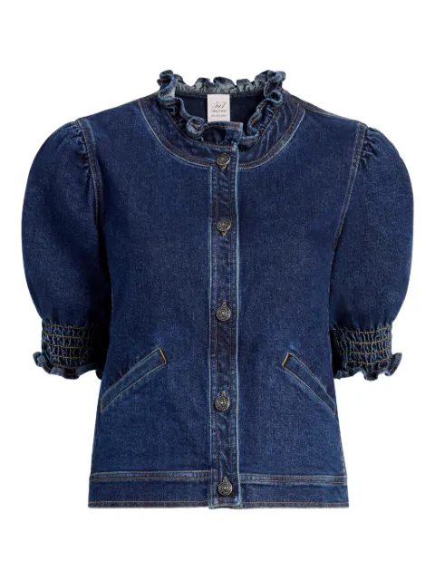 Cinq A Sept ruffled puff-sleeve denim jacket Blue ZJ9008902ZFONTA