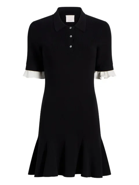 Cinq A Sept Keaton ribbed-knit ruffled midi dress Black ZK108510483Z