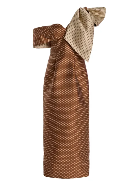 Rosie Assoulin polka-dot one-shoulder dress Brown R253D02WP130