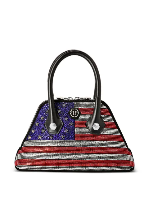 Philipp Plein suede majestic strass US flag handle bag Multicolour AAEAWBA2165PLE009N