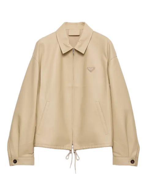 Prada logo-detail leather jacket Neutrals 58A218SOOO14IT