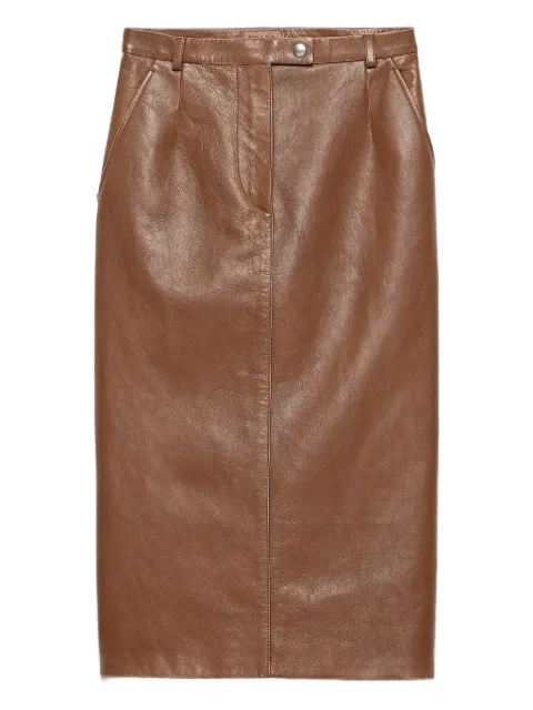 Prada leather pencil midi skirt Brown 51922SOOO162B