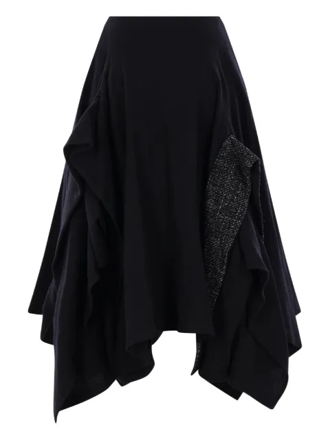 Yohji Yamamoto ruffled panelled skirt Black FLS67802BLACK