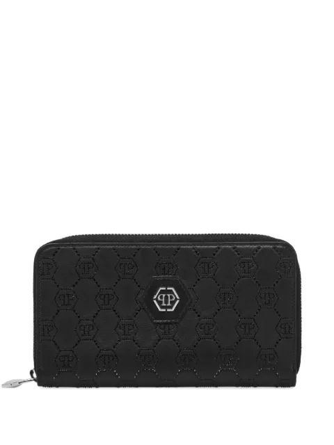 Philipp Plein rounded zip wallet monogram strass Black AAEAWVG0123PLE005N