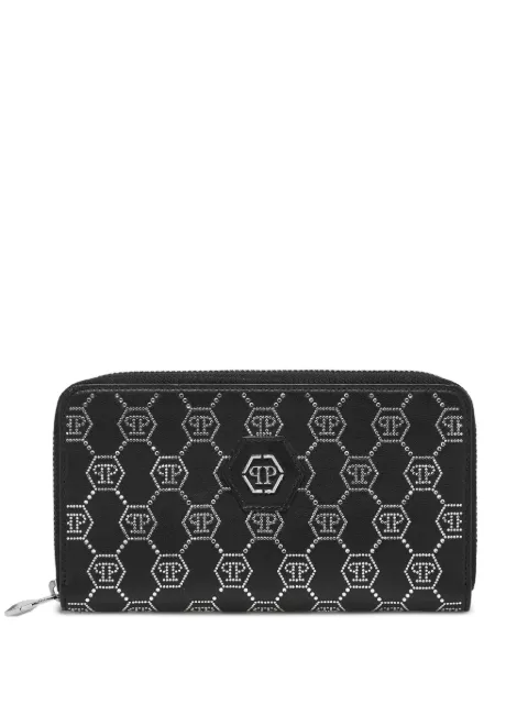 Philipp Plein rounded zip wallet monogram strass Black AAEAWVG0123PLE005N