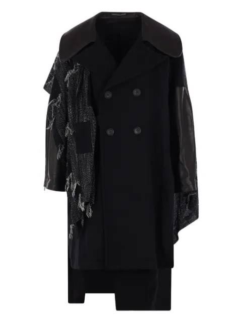 Yohji Yamamoto leather-panel coat Black FLC07833