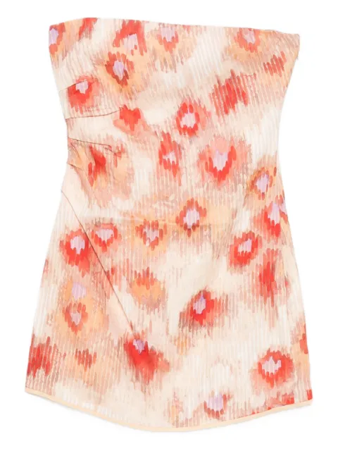 SIR. Fiorella floral-print strapless minidress Neutrals SIR2251084