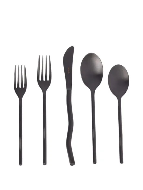 Misette Squiggle matte cutlery (set of five) Black MST22SQMB5PC
