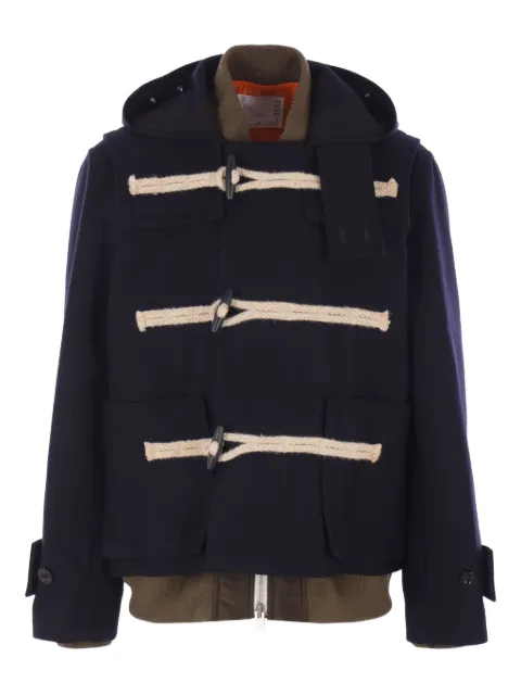 sacai hooded toggle-fastening coat Blue 2503846M