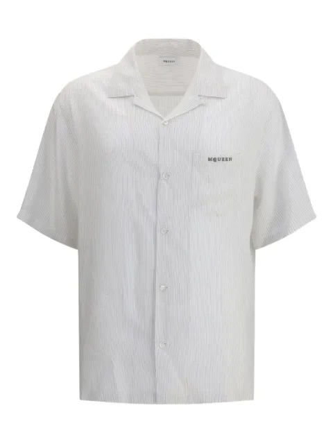 Alexander McQueen striped-pattern embroidered-logo shirt White 826631QRAB7