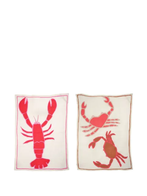 Amuse La Bouche lobster linen tea towels (set of two) Neutrals ALBCTT225