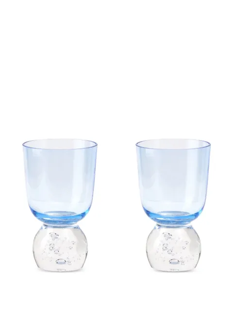 Misette bubble-base glass tumbler (set of two) Blue MST22BGTCB