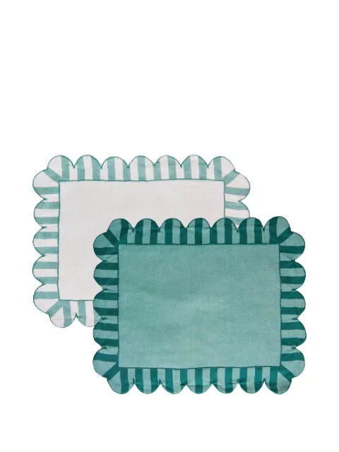 Misette scalloped stripe linen napkins (set of four) Blue MST24NAPSNG