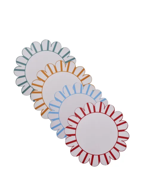Misette scalloped stripe placemats (set of four) White MST24MATHM